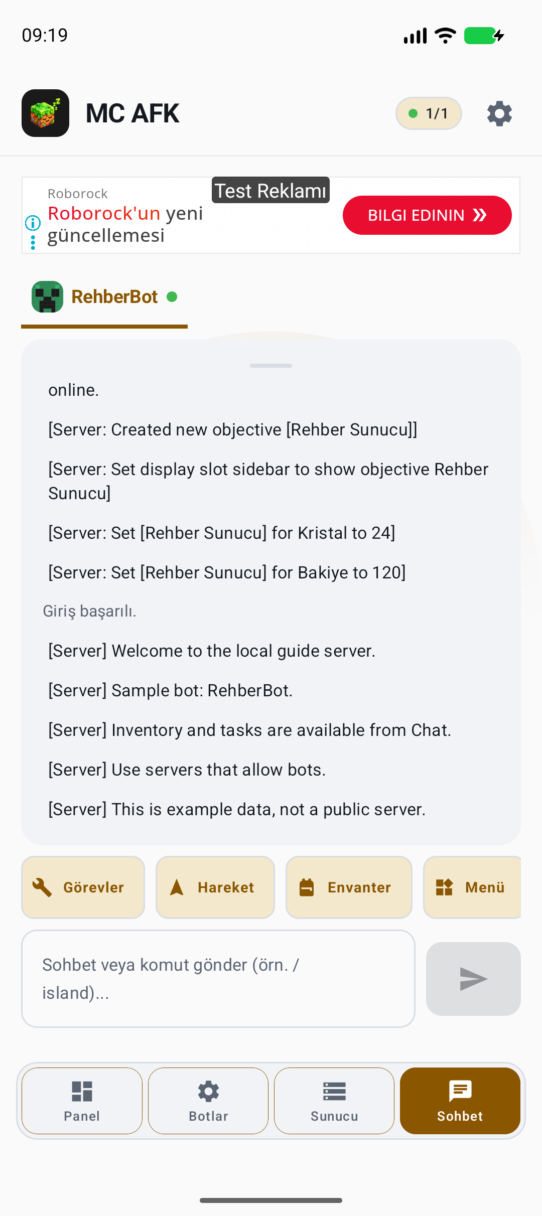 Sohbet ekranı